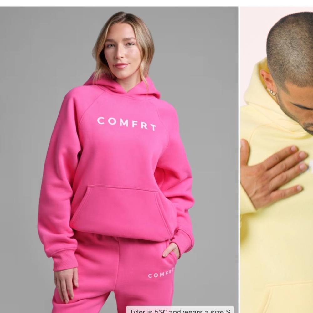 Pink COMFRT Hoodie and Sweatpants Set